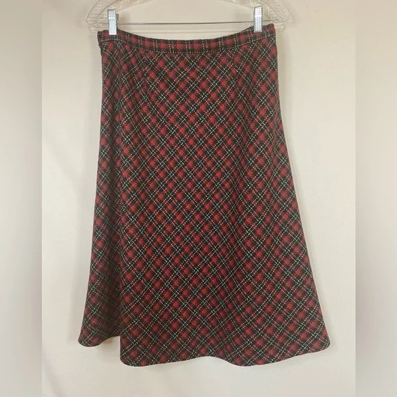 Cato Tartan Plaid A line Skirt, Red, Black, White, Size 10 - Picture 3 of 7